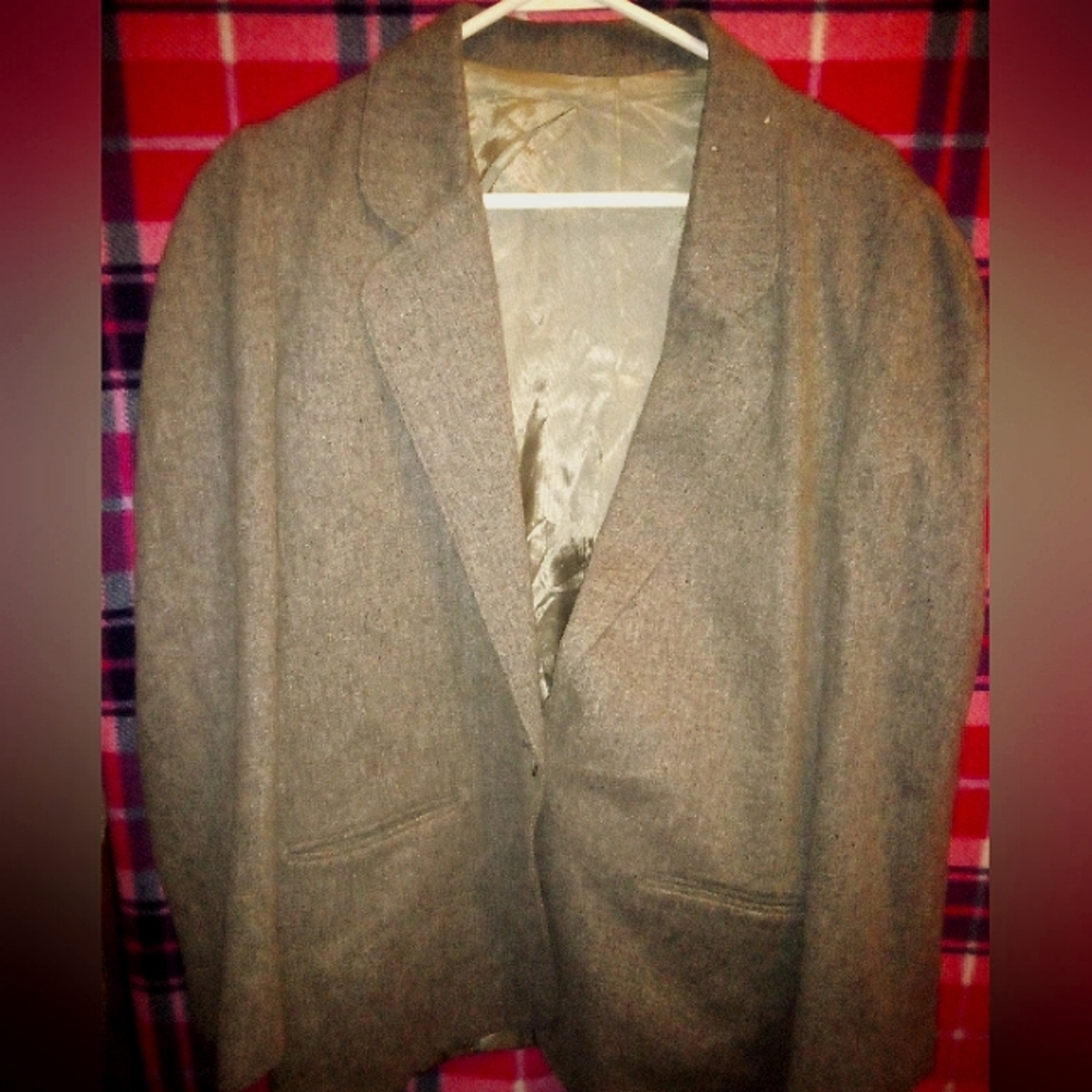 Ashley Brooke blazer women's size 11/12 brown pure wool jacket